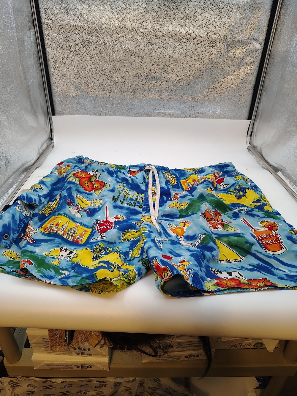 Big Dogs Blue Tropical Print Men's Swim Trunks - Picture 1 of 8